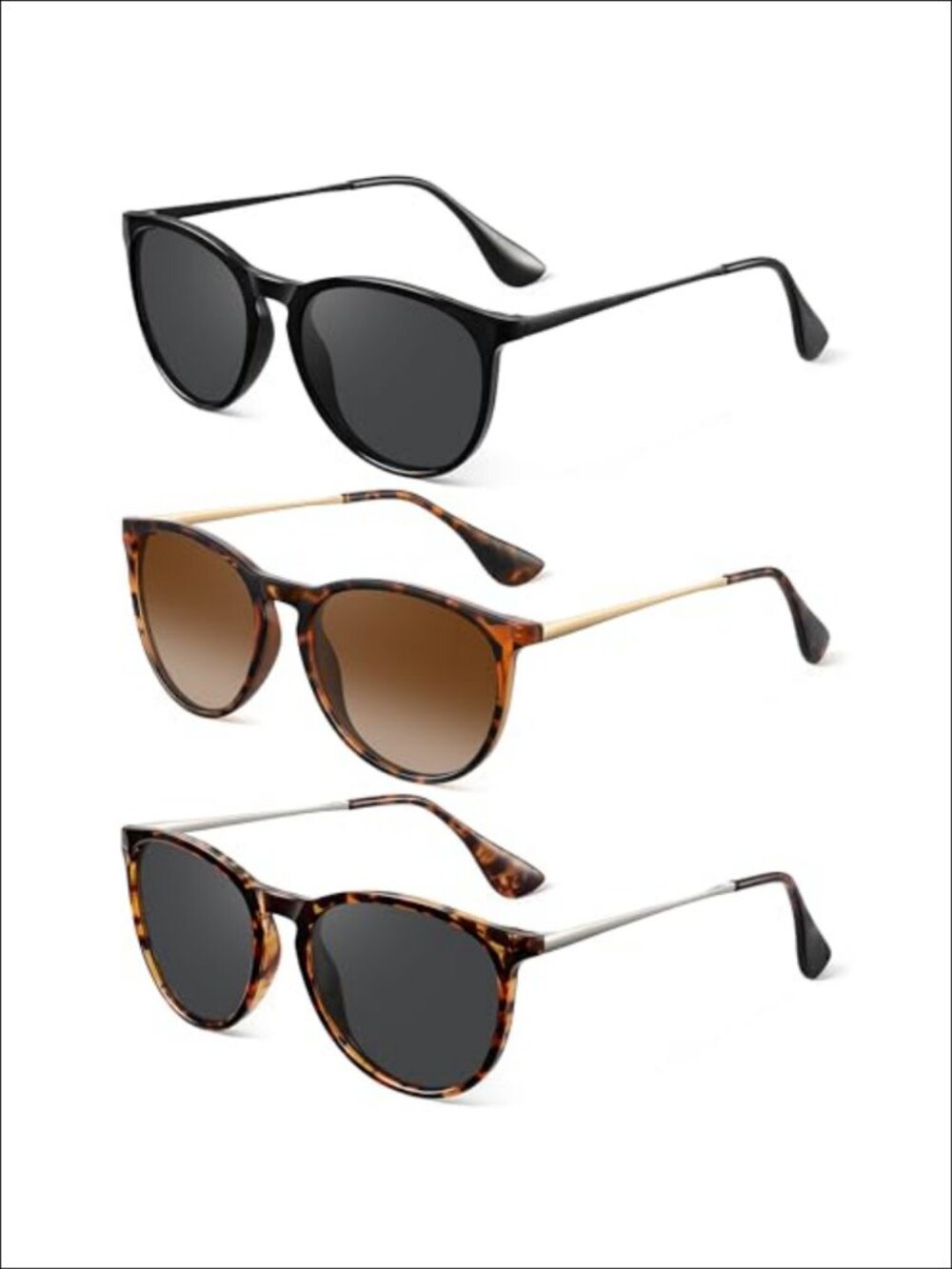 Polarized Round Sunglasses UV Protection Metal Frame Retro Unisex